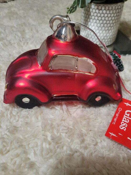 Department 56 Other - Department 56 Volkswagen Beetle Oversized Mercury Glass Ornament 6" X 5"